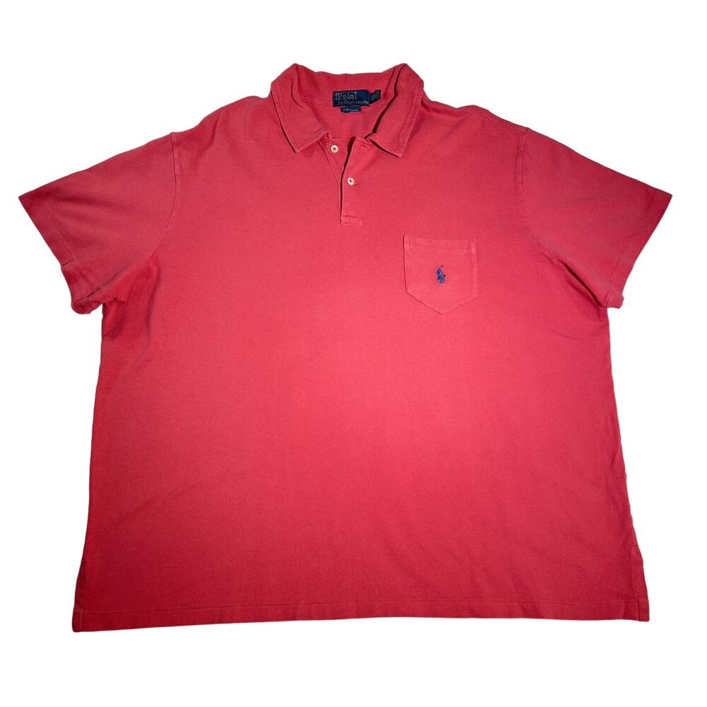 Polo by Ralph Lauren Custom Fit Polo Blue Pony Men's XXL Peachy Pink 100% Cotton
